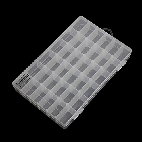 RIVERTREE Earring Box Organizer Jewelry Storage Container Clear Plastic with Lid and Adjustable Dividers 36 Grids Compartment Travel
