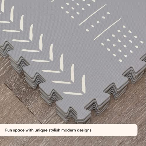 CHILDLIKE BEHAVIOR Baby Play Mat - Play Pen Tummy Time Mat & Crawling Mat Foam Play Mat for Baby with Interlocking Floor Tiles 72x48 Inches Puzzle - Baby Floor Mat Infants & Toddlers (X-Large, Grey)