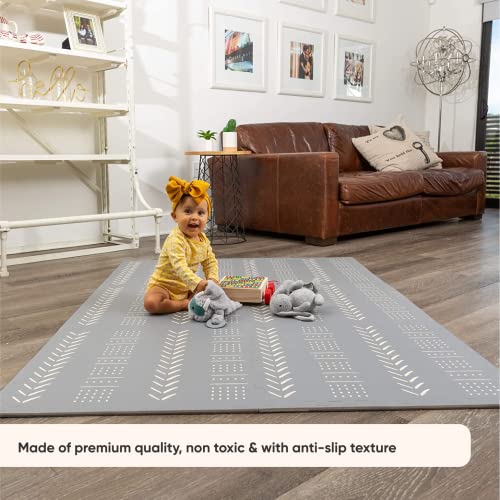 CHILDLIKE BEHAVIOR Baby Play Mat - Play Pen Tummy Time Mat & Crawling Mat Foam Play Mat for Baby with Interlocking Floor Tiles 72x48 Inches Puzzle - Baby Floor Mat Infants & Toddlers (X-Large, Grey)