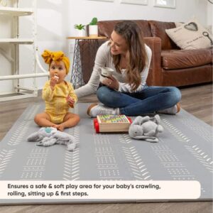 CHILDLIKE BEHAVIOR Baby Play Mat - Play Pen Tummy Time Mat & Crawling Mat Foam Play Mat for Baby with Interlocking Floor Tiles 72x48 Inches Puzzle - Baby Floor Mat Infants & Toddlers (X-Large, Grey)