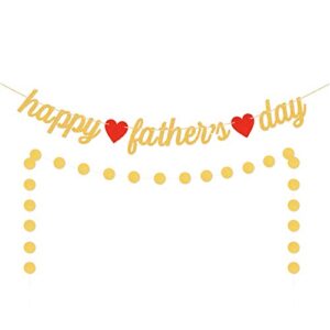 Aozer Happy Fathers Day Banner Gold Glitter Father's Day Banner Rustic Fathers Day Party Decorations