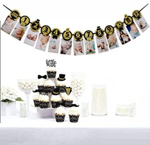 zocakee mr onederful birthday decorations,first year monthly photo banner, baby shower picture banner