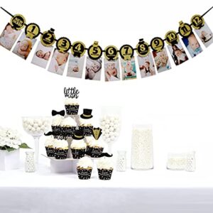 Zocakee Mr Onederful Birthday Decorations,First Year Monthly Photo Banner, Baby Shower Picture Banner