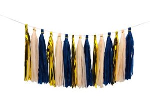 tissue paper tassels party garland 15pcs peach navy blue gold for wedding valentine’s day bridal shower baby shower birthday party decorations