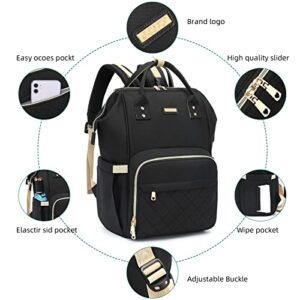 Diaper Bag Backpack, Diaper Bags for Baby Girls Boys, Baby Bags for Moms Dads, Baby Nappy Changing Bag with Insulated Pockets,Multi-functional Waterproof Backpack with Stroller straps-Black