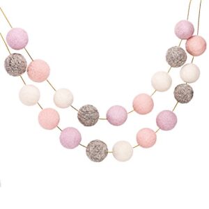 wool felt balls garland (purple+pink+white+grey)