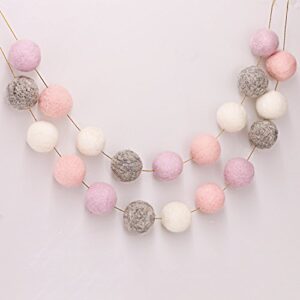 Wool Felt Balls Garland (Purple+Pink+White+Grey)