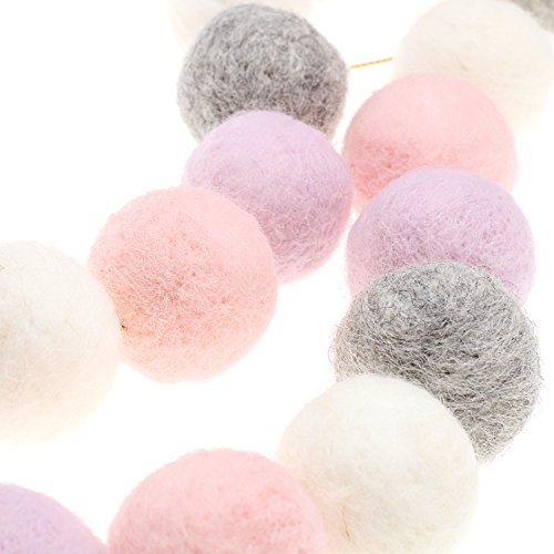 Wool Felt Balls Garland (Purple+Pink+White+Grey)