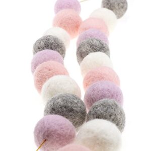 Wool Felt Balls Garland (Purple+Pink+White+Grey)