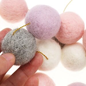 Wool Felt Balls Garland (Purple+Pink+White+Grey)