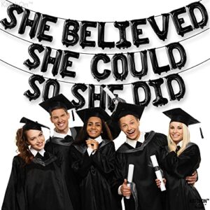 She Believed She Could So She Did Banner - 16 Inch | She Believed She Could So She Did Graduation 2023 Balloons | Graduation Banner for Graduation Party Decorations 2023 | Nurse Graduation Decorations