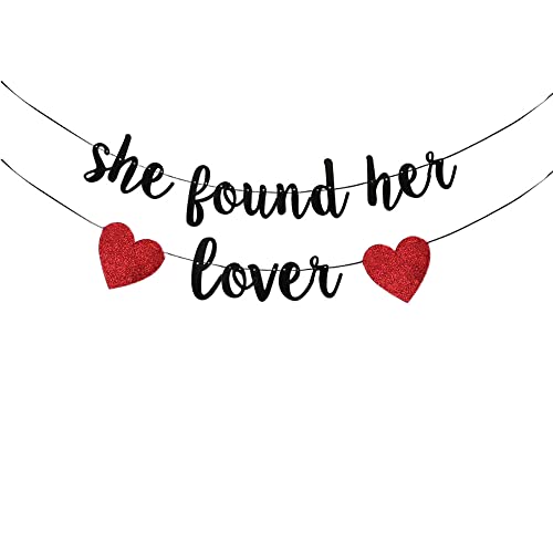 JENSENLIN She Found Her Lover Banner,Bachelorette Bridal Shower Engagement Hen Party Hanging Bunting Decorations. (black)