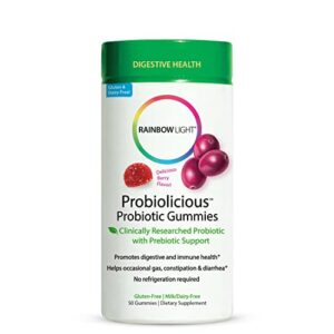 rainbow light probiolicious plus gummies plus superfoods & probiotics, berry, 50 gummies (package may vary)