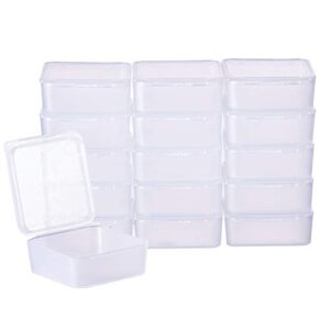 benecreat 24 pack square frosted clear plastic bead storage containers box case with lids for items,pills,herbs,tiny bead,jewerlry findings, and other small items – 1.53×1.53×0.63 inches