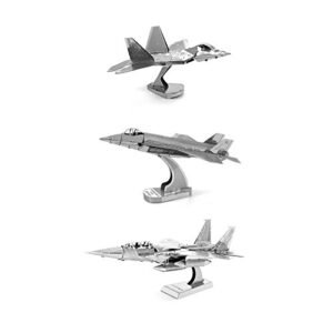 metal earth 3d model kits set of 3: f-22 raptor – f-35 lightning ii – f-15 eagle