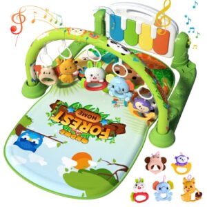 baby play gym mats, baby activity mat for sensory and motor skill development, baby funny play piano gym with music and lights activity gym play mat center for newborn 0-12 months