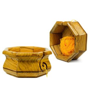 wooden yarn bowl holder rosewood – knitting bowl with holes storage – crochet yarn holder bowl – perfect for mother’s day!
