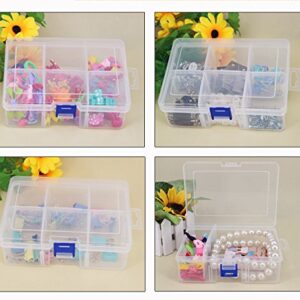 6 Compartments Jewelry Earring Necklace Bead Storage Box Clear Plastic Adjustable Container Case (Blue)