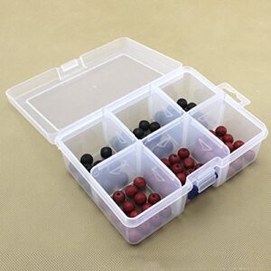 6 Compartments Jewelry Earring Necklace Bead Storage Box Clear Plastic Adjustable Container Case (Blue)