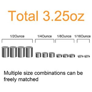 Ruisita 3.25 Ounces Tungsten Cylinders Weights 4 Sizes and Polished Speed Axles Kit 12 Pieces Tungsten Weights 4 Pieces Polished Axles with Plastic Box