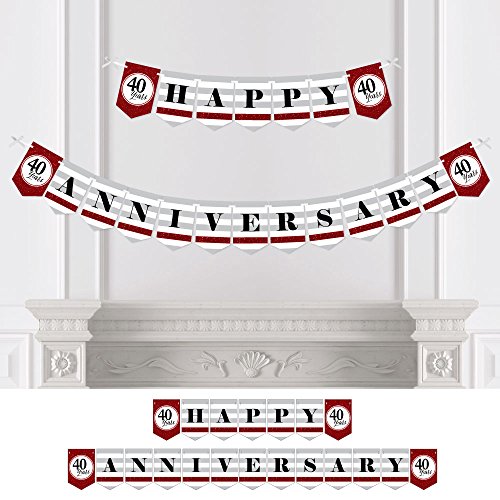 Big Dot of Happiness We Still Do - 40th Wedding Anniversary Party Bunting Banner - Ruby Party Decorations - Happy Anniversary