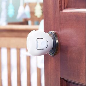 toddleroo by north states door knob covers | prevents child from opening doors l fits most doors – assembles easily for a quick safety solution | baby- proof with confidence (2-pack, white)
