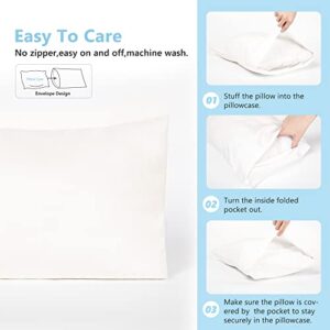 TILLYOU Toddler Pillowcase 2 Pack with Envelope Closure,13" x 18" Silky Soft Microfiber Travel Kids Pillow Cases for Boys and Girls,Pure White