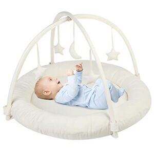 beright baby gym, baby play gym with movable and detachable hoops, baby activity center with hanging out toys in shape of a moon and stars, perfect newborn toys