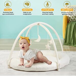 Beright Baby Gym, Baby Play Gym with Movable and Detachable Hoops, Baby Activity Center with Hanging Out Toys in Shape of a Moon and Stars, Perfect Newborn Toys