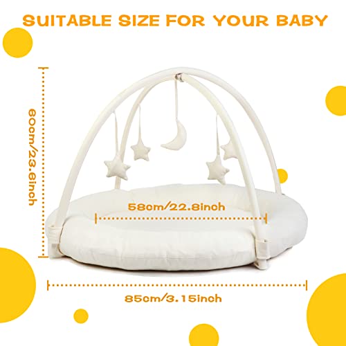 Beright Baby Gym, Baby Play Gym with Movable and Detachable Hoops, Baby Activity Center with Hanging Out Toys in Shape of a Moon and Stars, Perfect Newborn Toys