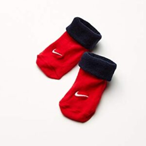 Nike Baby Hat, Bodysuit and Booties 3-Piece Gift Box Set, Red Swoosh, 0/6M