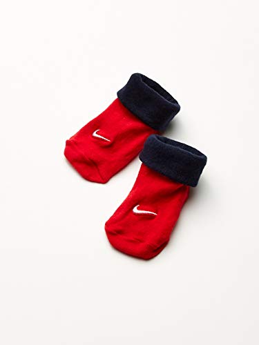 Nike Baby Hat, Bodysuit and Booties 3-Piece Gift Box Set, Red Swoosh, 0/6M