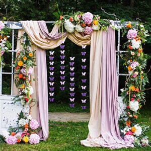 2 Pieces 3D Paper Butterfly Banner Hanging Decorative Garland for Wedding Baby Shower Birthday Proposal, 118 Inches Long (Purple)