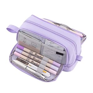 ikasus large capacity pencil case pen bag 3 compartments pencil pouch holder portable office stationery makeup bag college supplies school college office organizer pencil bag for student teens girls adults