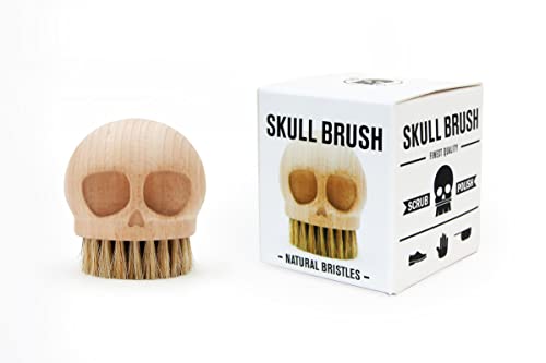 Suck UK | Skull Brush | Wooden Shoe Brush Or Boot Brush | Soft Scrub Dish Brush for Kitchen & Household Cleaning | Gothic Decor Nail Brush & Pedicure Supplies | Skull Gifts | Spooky Scrub Brush