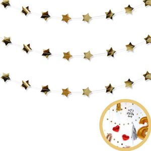 ebabyland 3Pack Gold Star garland - star banner - gold decor graduation party decorations 2022 Bridal Shower baby shower decor gold birthday decorations Baptism Decorations party supplies