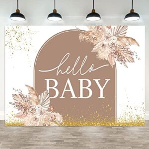 hilioens 7×5ft boho baby shower backdrop hello baby boho pampas floral girl baby shower background oh baby gold dots newborn pregnant announcemen surprise party banner decorations supplies