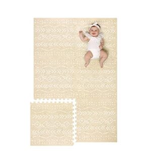 lillefolk premium foam play mat for baby – large 72”x48” non-toxic, soft thick activity playmat for girl or boy; interlocking puzzle tiles, floor mats for infants tummy time, crawling