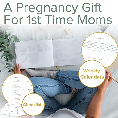 Pregnancy Journal For First Time Moms - Keepsake Memory Book Pregnancy Photo Journals - 40 Weekly Calendars Milestone Journey - 200 Page Baby Book Mom Gifts - Space For Ultrasound Photos & Tracking