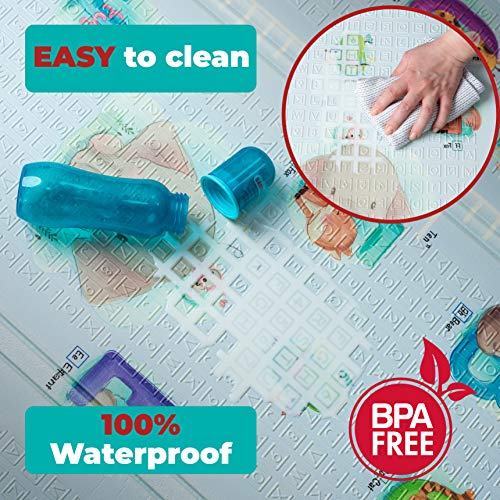 MARBS Baby Play Mat -Extra Large 77"x70"- Anti-Slip & Waterproof - Foldable Play Mat for Baby ( 0-3+ ), Double Sided , 2 Designs to Improve Learning & Focus , Thick Foam Mat for Kids