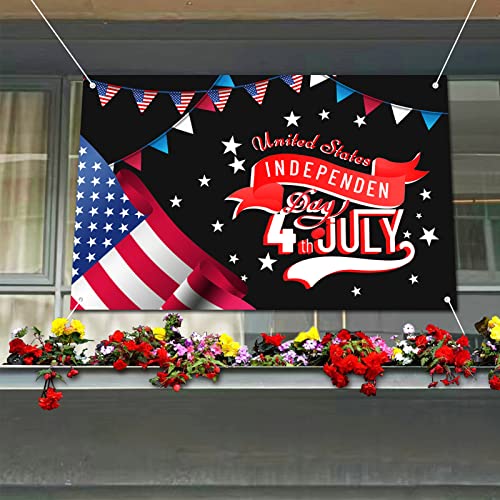 Aposemo Veteran Memorial Party Decoration Banner 4th of July Background Patriotic Backdrop Independence Day American Flag Stars and Stripes Backdrop