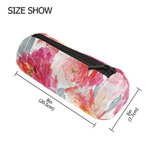 TNAIUGNDI Flowers Pencil Bag for Girls Boys, Pink Peony Flower Pencil Case Pouch for School Office，With Zipper Pencil Pouch for Student Women Men