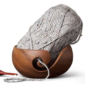 Furls Handmade Wooden Yarn Bowl for Knitting and Crochet (6"x6"x2.75") in Rosewood