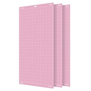 RIZEE FabricGrip Cutting Mat for Cricut Maker/Explore Air 2/Air/One (12"x24" 3 Mats) Adhesive Sticky Pink Quilting Cricket Replacement Cut Mats