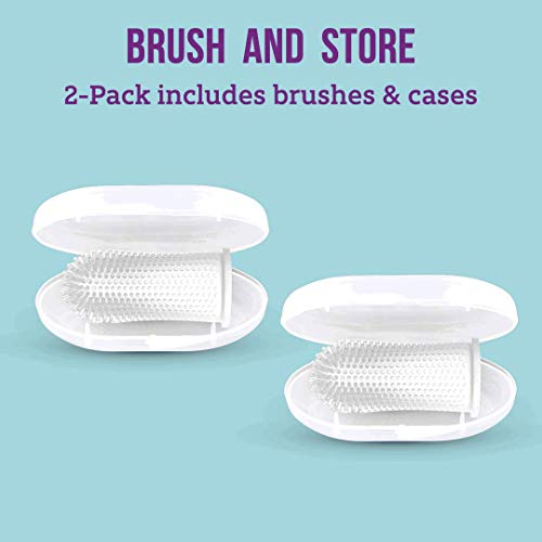 360º Bristle Silicone Baby Finger Toothbrush, 100% BPA Free for Toddlers and Infants 3 Months and Up, Full Surround Design for Teeth and Gum Cleaning; 2 Sets of Finger Brushes – Clear