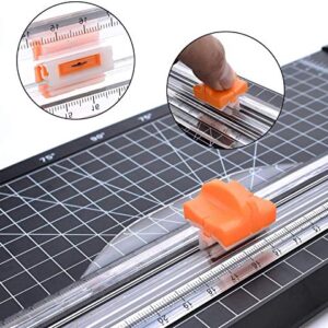 Firbon A4 Paper Cutter Bundle with 5Pcs Replacement Blades, 12 Inch Titanium Paper Trimmer Scrapbooking Tool with Side Ruler for Craft, Coupon, Label, Cardstock