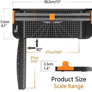 Firbon A4 Paper Cutter Bundle with 5Pcs Replacement Blades, 12 Inch Titanium Paper Trimmer Scrapbooking Tool with Side Ruler for Craft, Coupon, Label, Cardstock