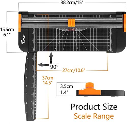 Firbon A4 Paper Cutter Bundle with 5Pcs Replacement Blades, 12 Inch Titanium Paper Trimmer Scrapbooking Tool with Side Ruler for Craft, Coupon, Label, Cardstock