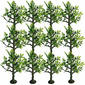 12 pieces 6 inch model trees figures for crafts,cake decorating,scenery architecture trees, scale trees, diorama trees, plastic trees for projects, model train scenery with base