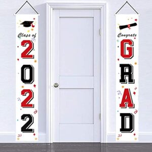 graduation party supplies 2022 graduation decorations 2022 porch sign banner door decorations 2022 graduation banner black red class of 2022 congrats grad door porch sign graduation party decorations